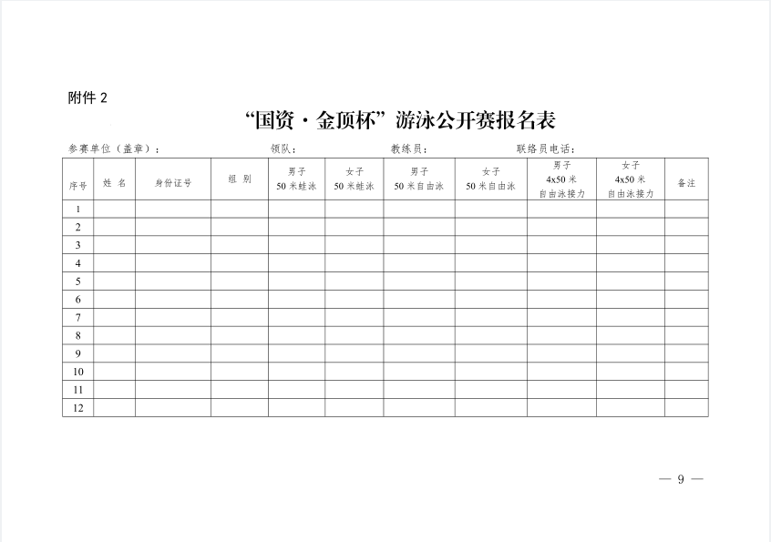  关于举办驻马店市“国资·金顶杯”游泳公开赛的通知
